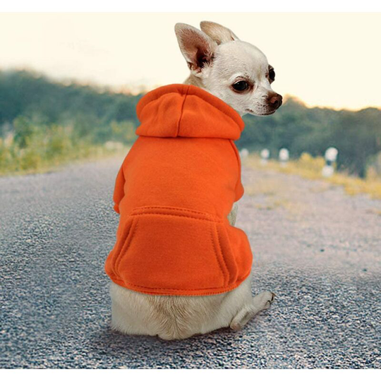 Dog Cat Hoodie Cotton Pet Coats Solid Color Small Dog Puppy Clothes Teddy Poodle Chihuahua (S, Orange)