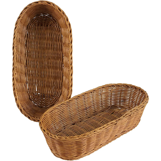 Wicker Woven Serving Baskets For Bread Fruit Vegetables Snacks | Rustic Handmade Restaurant Dining Tabletop Serving Display Decoration Organizer Baske