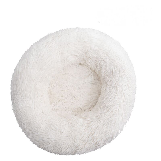Weiches Plusch Rund Haustierbett Katze Weiches Bett Katzenbett fur Katzen Kleine Hunde-Weiß-50cm - Thsinde