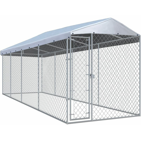 Outdoor Dog Kennel with Roof 760x190x225 cm Vidaxl Silver