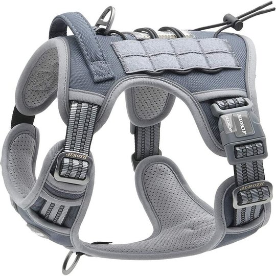 Perle Rare - No Pull Dog Harness, Adjustable Breathable Tactical Harness for Small, Medium and Large Dogs, l, Gray
