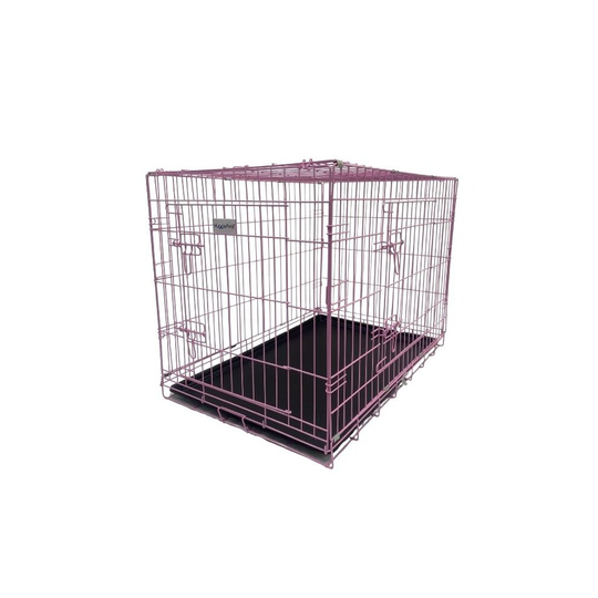 HugglePets Pink / Blue Dog Cage with Plastic Tray - Pink, Large