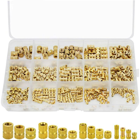 Modou - 330 Pieces Knurled Nut, Threaded Insert, Female Thread, Injection Molding, Knurled Nut, Brass Insert Nut Assortment Set, Female Thread,