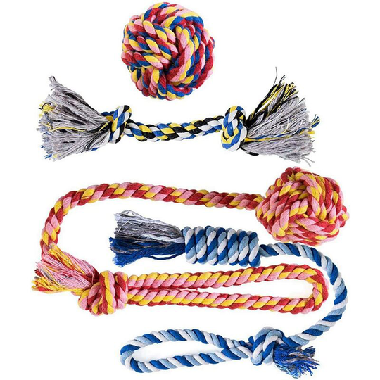 Betterlifegb - Dog toy, dog toy rope for cleaning teeth and chew, chew toy, interactive toy for dogs, for small and medium dogs (4 pack)