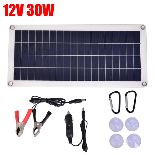 Portable 30W 12V Car Camper Dual USB Flexible Solar PanelUK