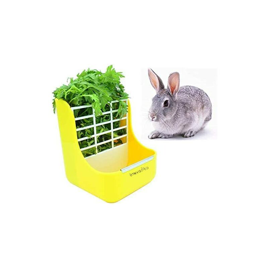 2 in 1 Hay Feeder for Guinea Pig Rabbit Chinchilla, Indoor Hay Feeder for Guinea Pig Rabbit Chinchilla Feeder for Grass and Forage (Yellow)