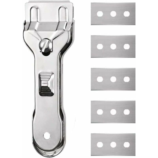 Glass Scraper, Induction Hob Scraper, Ceramic Scraper, Ceramic Hob Scraper, with 5 Replacement Blades, for Removing Stickers, Decorators and Paint