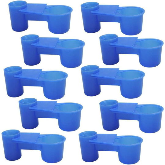 10 Pieces Bird Water Feeder Plastic Drinking Cups Pigeon Parrot Bird Feeder Water Dispenser Blue Poultry Cage Bowl Cage Fountain