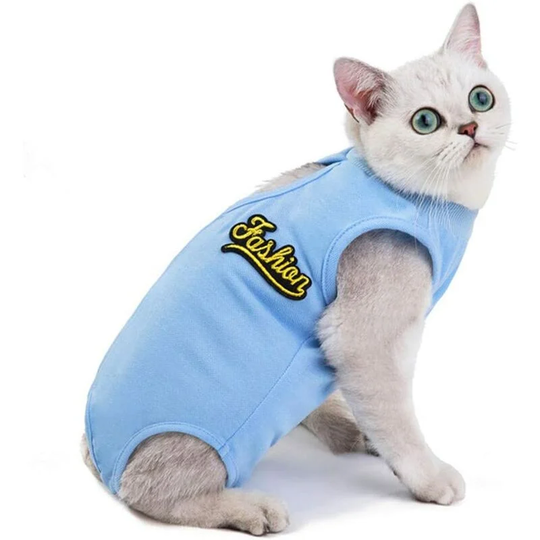 Cat Body Cat Clothes Dog Vest After Medical Surgery Pet Shirt Dog Recovery Costumes for Dogs Blue, Large