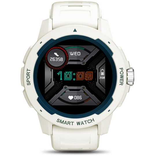 Intelligent Watch for Men and Woman Touch Screen Multi-sport Modes with Heart Rate Monitor Pedometer Music Control,White - White