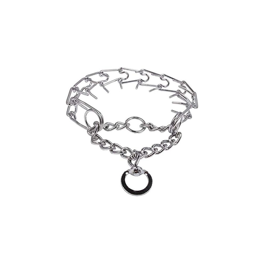 Darkyazi Durable Pinch Collar Stainless Steel Dog Adjustable Pet Training Collar for Medium Large Dogs (Silver, M-19.69 in?.0mm)