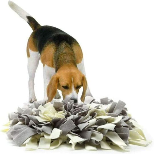 Trainer Mat Dog Snuffle Mat Snuffle Mat Puppy Cat Interactive Puzzle Toys for Foraging, Exercise, Relaxation (45x45cm, Gray & White)