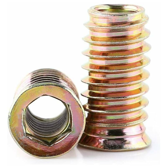 Pack of 20 M6 / M8 / M10 Furniture Zinc Alloy Hex Drive Wire Inserts, Wood Inserts, Assorted Nuts