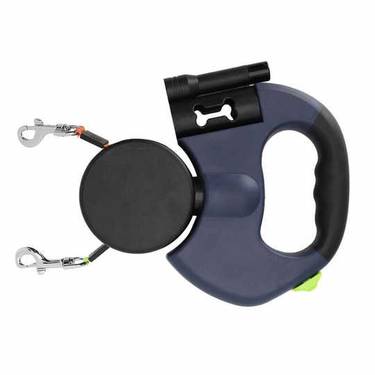 Double Retractable Dog Leash with Two Long Cords, ABS+Nylon Double Ended Leash, 360°Double Dog Leash(Dark Gray)