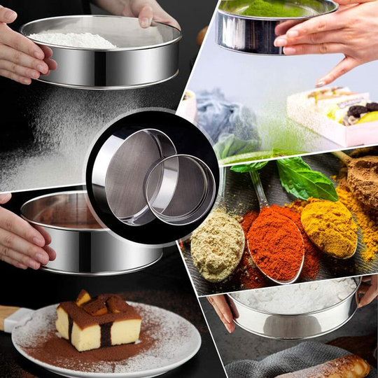 Heguyey - 2 pieces flour sieve stainless steel flour sieves fine flour sieve fine mesh professional flour sieve 15/20 cm fine sieve set flour sieve