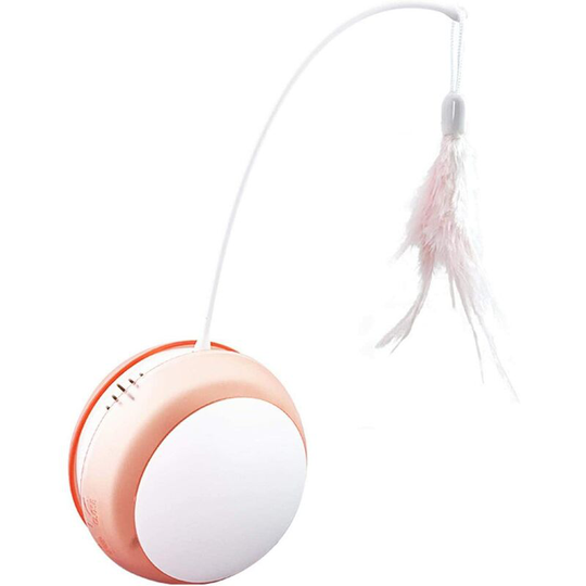 Cat Tumbler Toy Electric Cat Toy with led Feather Anti-Fall Ball, Automatic Rolling Fishing Rod Cat Funny Pet Supplies Pink