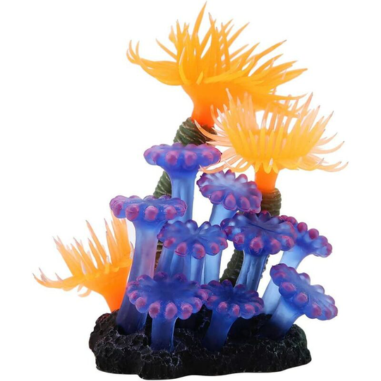 Artificial Coral, Simulatio Silicone Coral Glowing Sea Anemone for Aquarium Decoration Aquarium Ornaments