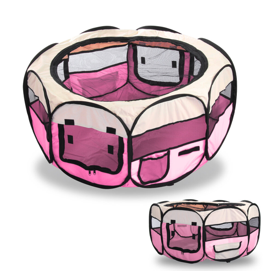 (rose Red) Foldable Pet Cage Soft Fabric Playpen Cage