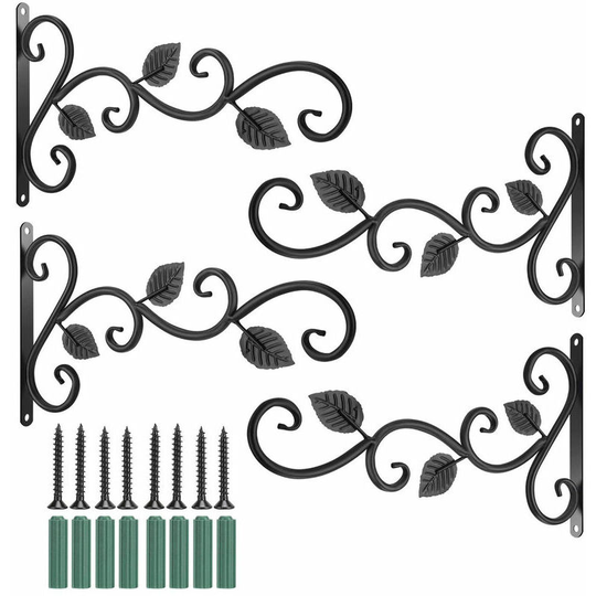 Wall hanging hook plant bracket-4 pieces of 38*19*2cm iron hook screws, decorative planting Object hook