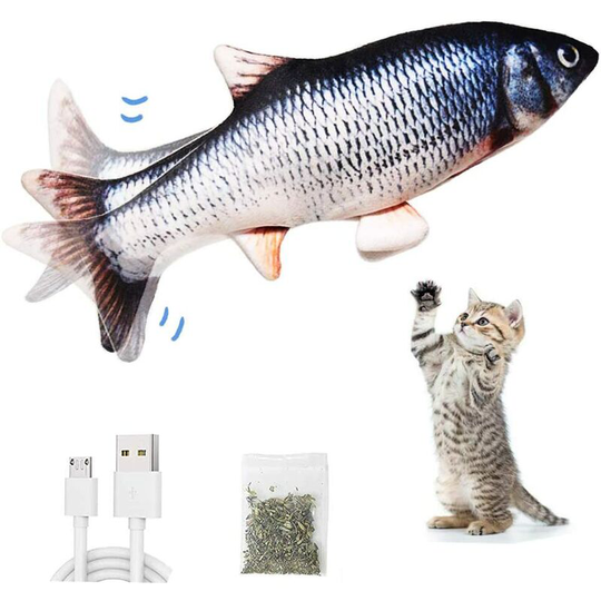 Cat Toy, Cat Toy Fish, Electronic Fish Toy with Catnip, Interactive Chewing Toy Fish Toy for Cats, Kitten Toy, usb Charging, Washable, for Biting,
