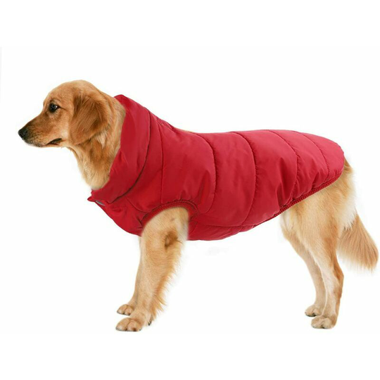 Reflective dog jacket for dogs, warmly padded, for puppy with fleece, red 3 xl