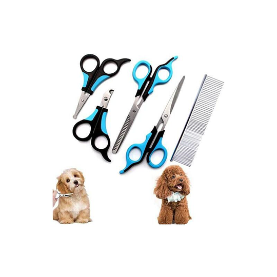 5pcs Dog Trimmer, Cat Clipper Trimmer, Pet Scissors, Mute Stainless Steel Hairdressing Scissors for Dog and Cat with Comb