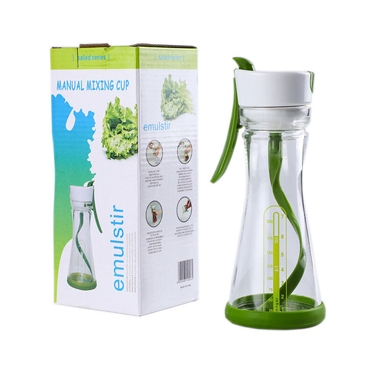 1pcs Kitchen with Manual Rotary Salad Dressing Stirring Cup Seasoning Sauce Dip Salad Juice Bottle Mixing Cup