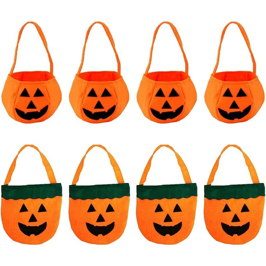 Perle Rare - Halloween Candy Bag, 8PCS Pumpkin Candy Tote Bag Trick Or Treat Bags, Non-Woven Fabric Party Favors Bag Gift Pouch Candy Tote for