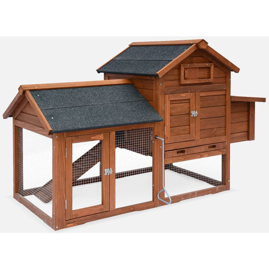 Wooden chicken coop - galinette, for 3 chickens, backyard hen cage, indoor and outdoor space - Wood