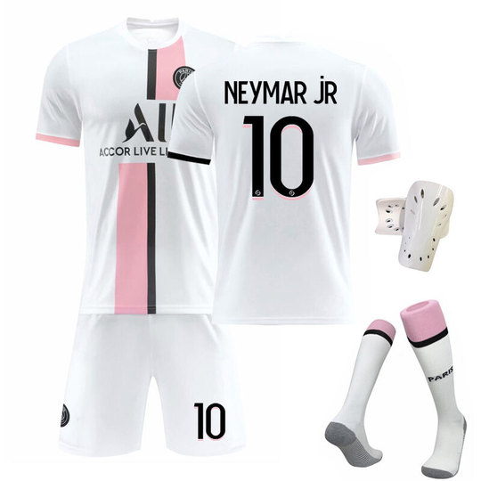 Paris Away White Soccer Suit No. 10 with socks+protective gear, children's size 22
