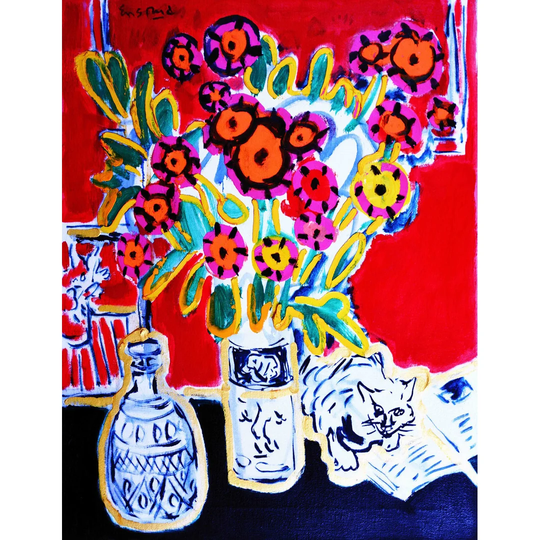 'Happy Cat' Print on Wrapped Canvas