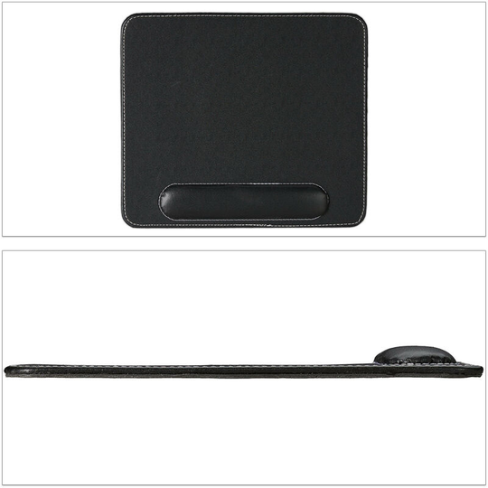 Relaxdays - Set of 10 Mouse Pads, Faux Leather, Ergonomic, Soft Wrist Rest, For Computer & Laptop, Rectangular, Black