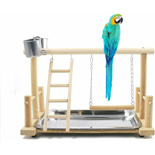 Wooden Parrot Perch, Ladders & Parrot Feeders - Cockatoo Cage Accessories - Bird Playground