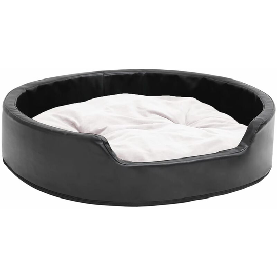 Dog Bed Black and Beige 79x70x19 cm Plush and Faux Leather Vidaxl Black