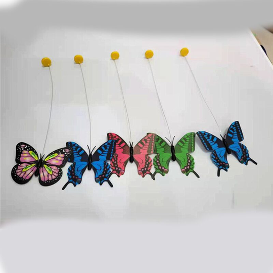 Electric Butterfly Cat Toy Bee Butterfly Around Flowers Butterfly Birds Funny Cat Stick Pet Toys, 6 Pack