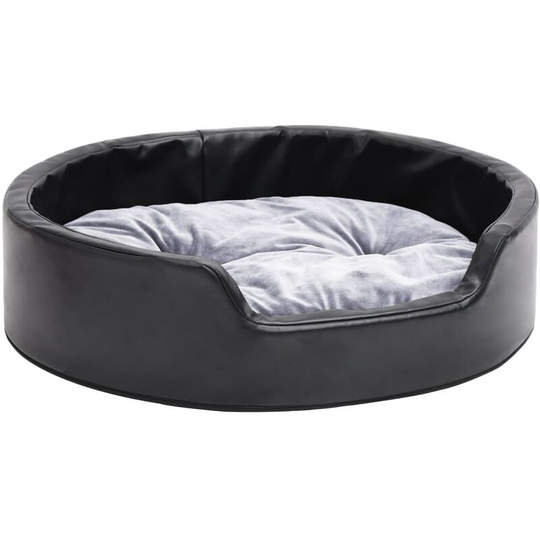 Dog Bed Black and Grey 69x59x19 cm Plush and Faux Leather Vidaxl Black