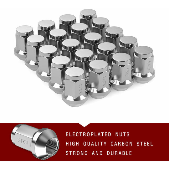 Superseller - 20Pcs Lug Nuts Bulge Acorn 12x1.5 Chrome Wheel Nut Replacement for F-ord F-usion F-ocus E-scape