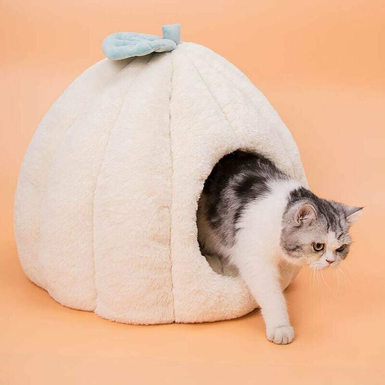 Bearsu - Dog Cat Basket House Kennel Igloo Cave Dog Cat Nest with Removable Flannel Cushion Sleeping Bed for Small Medium Large Size Dog