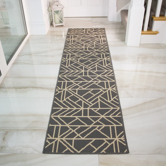 Shabaz Flatweave Graphite/Cream Rug