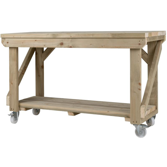 Wooden Pressure Treated Indoor / Outdoor Workbench, 4ft (120cm), With wheels