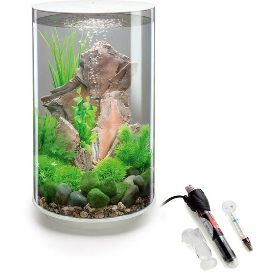 Biorb - Tube 30L White Aquarium with mcr led Lighting and Heater Pack