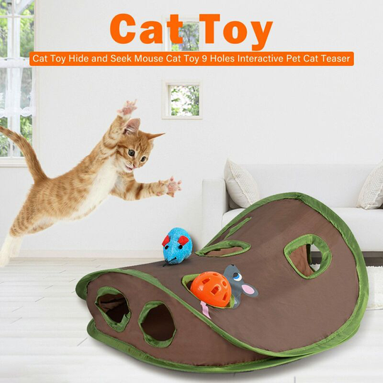 Hide and Seek Mouse Cat Toy 9 Holes Interactive Pet Cat Teaser Cat Toy for Pet Cat Kitten Play Fun