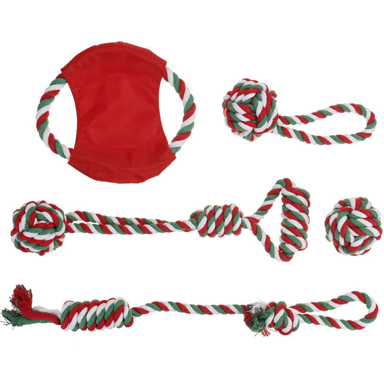 Dog Rope Toys Kit Tough Strong Chew Knot Ball Pet 5PCS