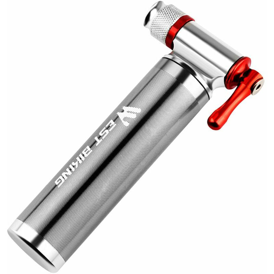 Mini Bike Pump CO2 Inflator Road mtb Bicycle Tire Pump for Presta and Schrader (Silver)