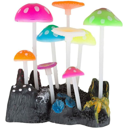 Plastic aquarium decoration with light effect - Artificial mushroom for aquarium decoration