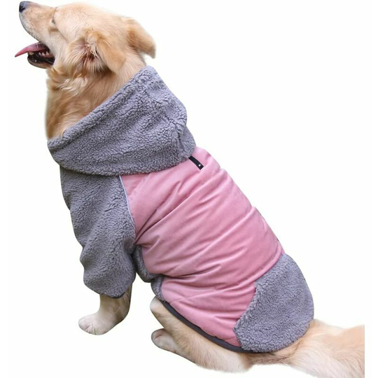 Dog Coat with Removable Fleece Lining for Small Dogs - Warm Winter Jacket - Pink - Size l