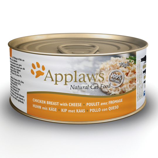 Applaws Cat Food Cans 70g - Chicken in Broth - Chicken Breast with Cheese 24 x 70g