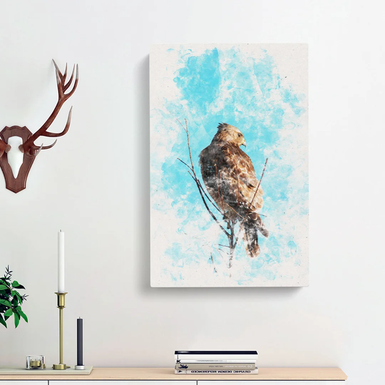 Hawk Perched in a Tree - Wrapped Canvas Painting Print