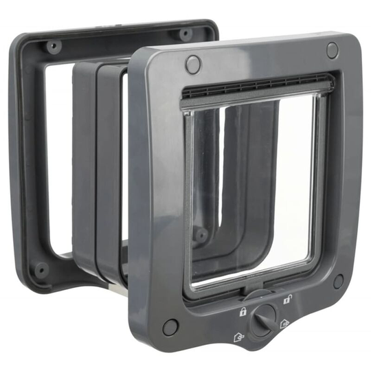 4-Way Cat Flap Door with 2 Tunnels Grey Trixie Grey