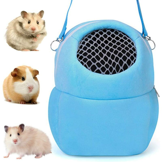 Hamster Carrier, Hamster Travel Bag, Pet Carrier, Warm Sleeping Hanging Bag for Small Pets Hedgehog Sugar Glider Squirrel Rabbit (m, Blue)
